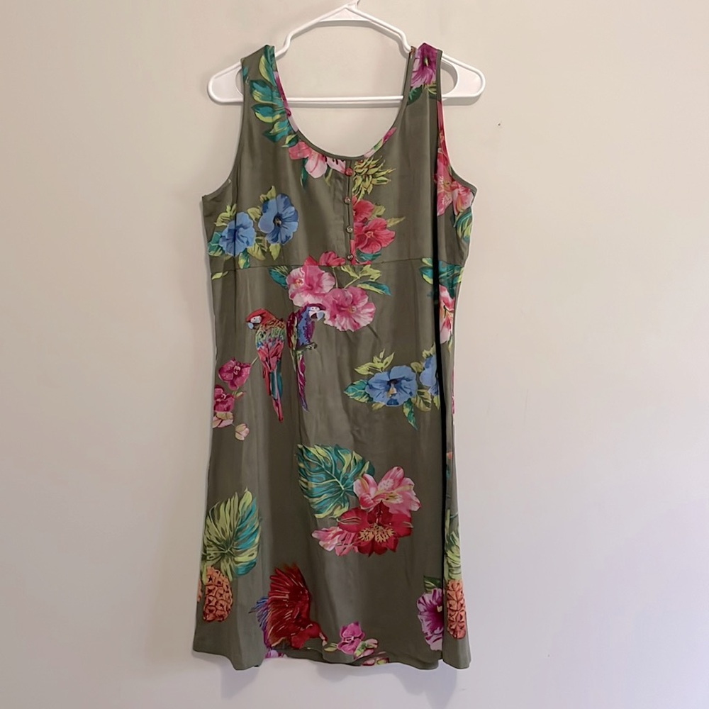 Parsley and Sage green floral tropical dress large